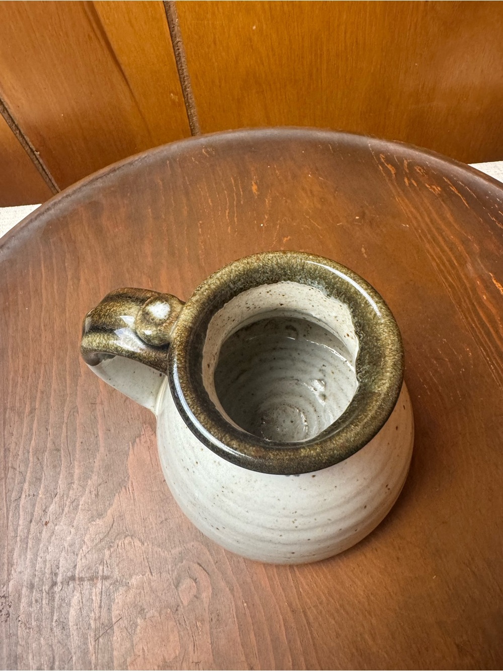 Speckled Ceramic Pitcher with Glossy Black Rim and Handle - Picture 5 of 9